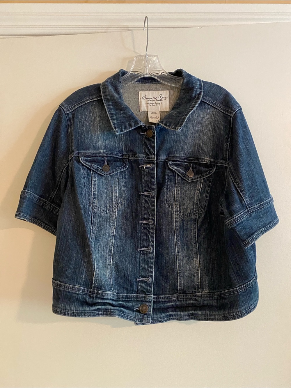 Dark Wash Short Sleeve Denim Jacket American Rag